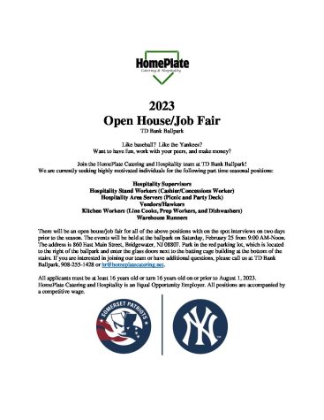 Open House/Job Fair for all of TD Ball Parks Hospitality Positions